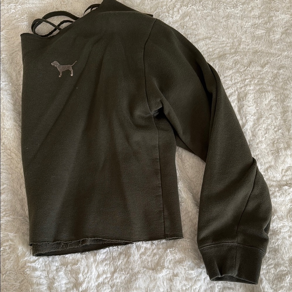 VS Pink Crop Olive Green Sweater